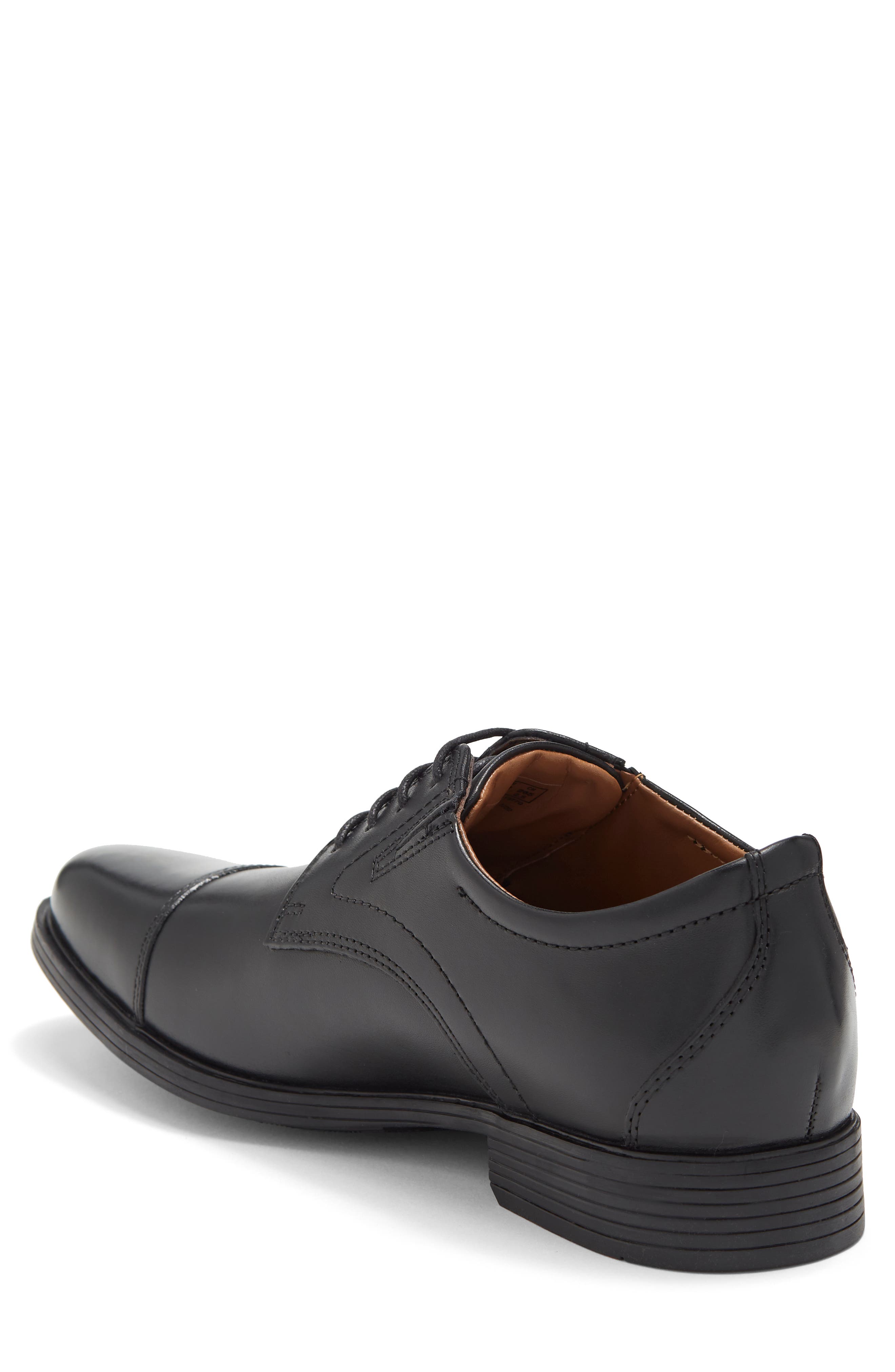 Clarks<sup>®</sup> Whiddon Cap Toe Oxford - Wide Width Available, Alternate, color, Black Leat