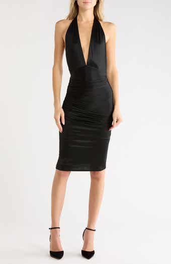 Romy Deep V-Neck Draped Asymmetrical Dress