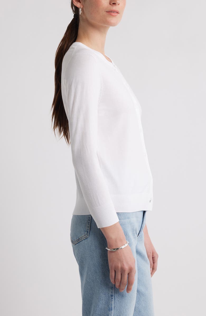 Caslon<sup>®</sup> Crewneck Cardigan, Alternate, color, White