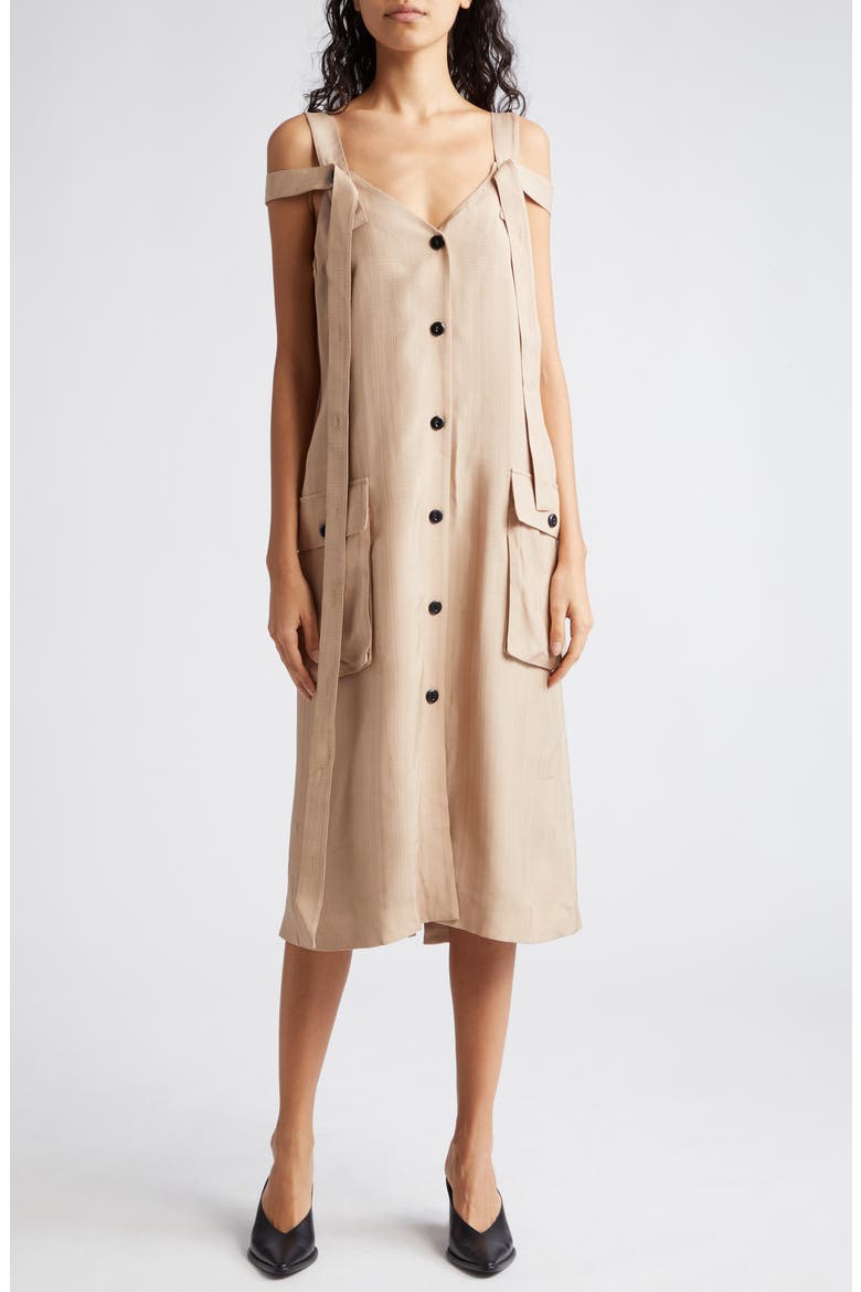 Adriano Button-Up Midi Dress, Main, color, SAND