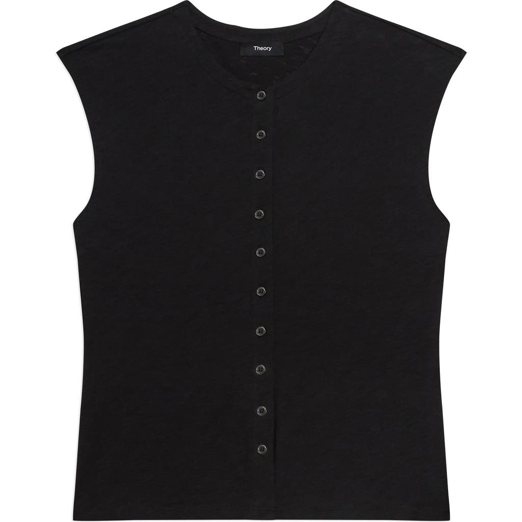 Theory Organic Cotton Button-Up Vest in Black at Nordstrom, Size X-Large