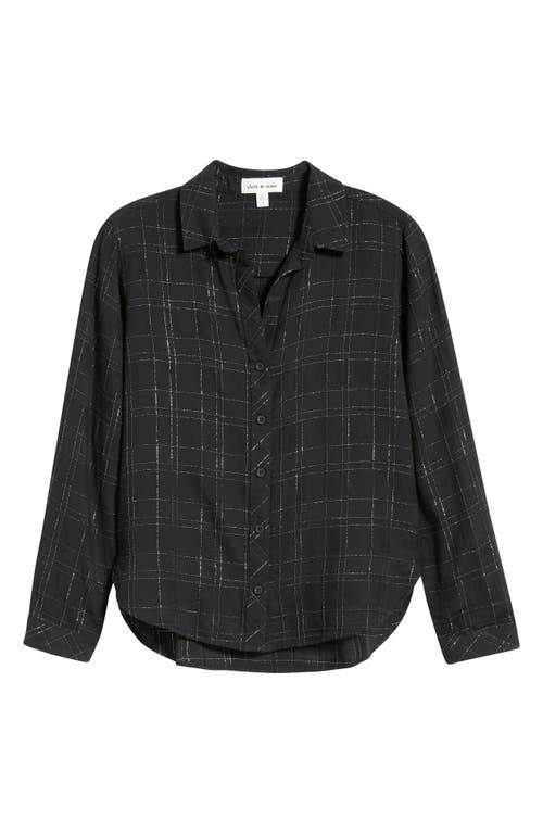 Cloth & Stone Metallic Check Button-up Shirt In Black