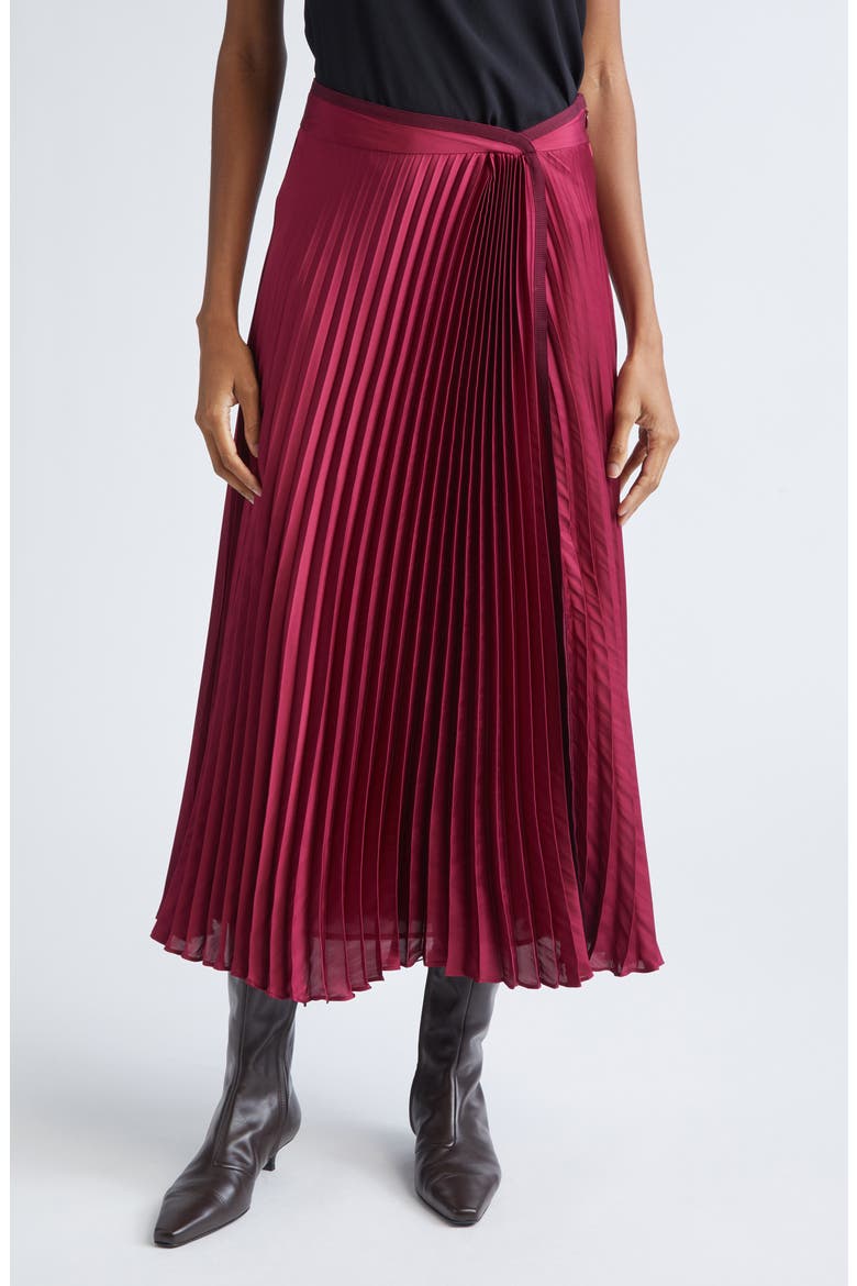 Liriel Pleated Midi Skirt, Main, color, CARMINE
