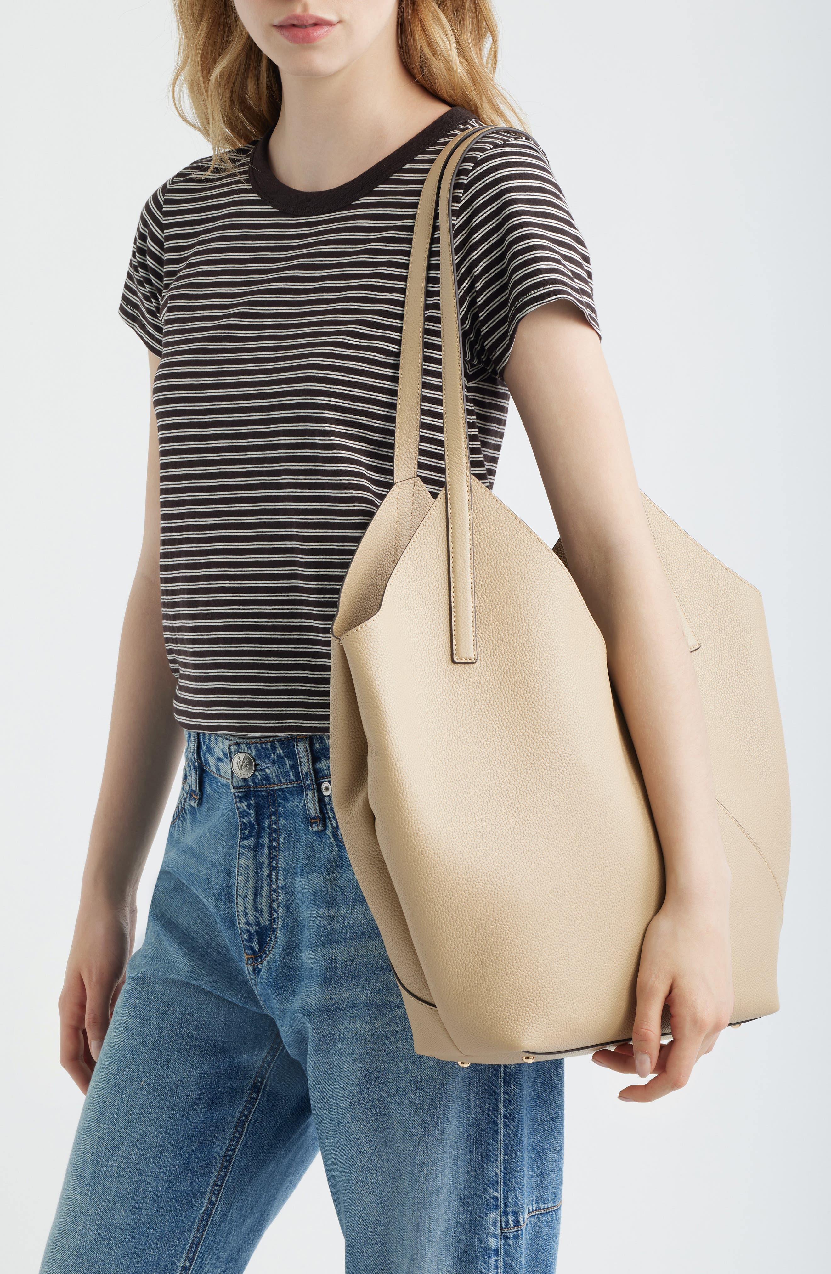 Alix Leather Tote, Alternate, color, OATMILK