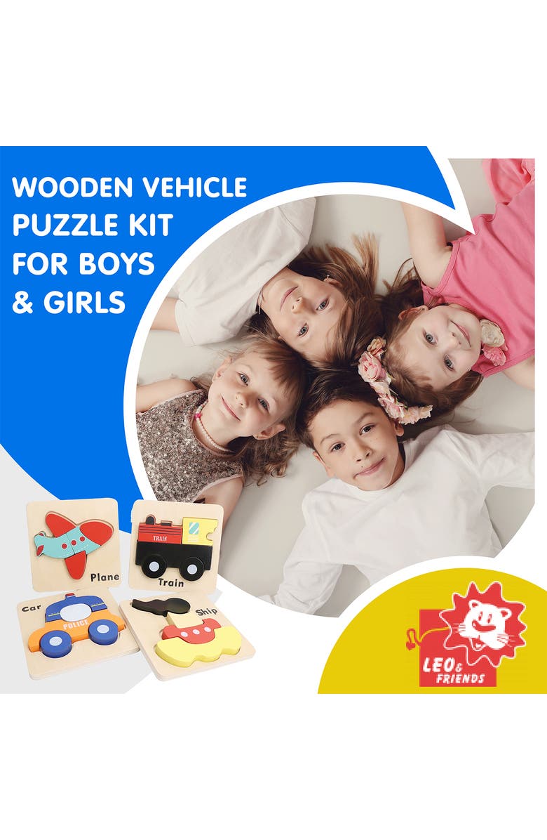 Leo & Friends Wooden Vehicle Puzzle Kit, Alternate, color, Red