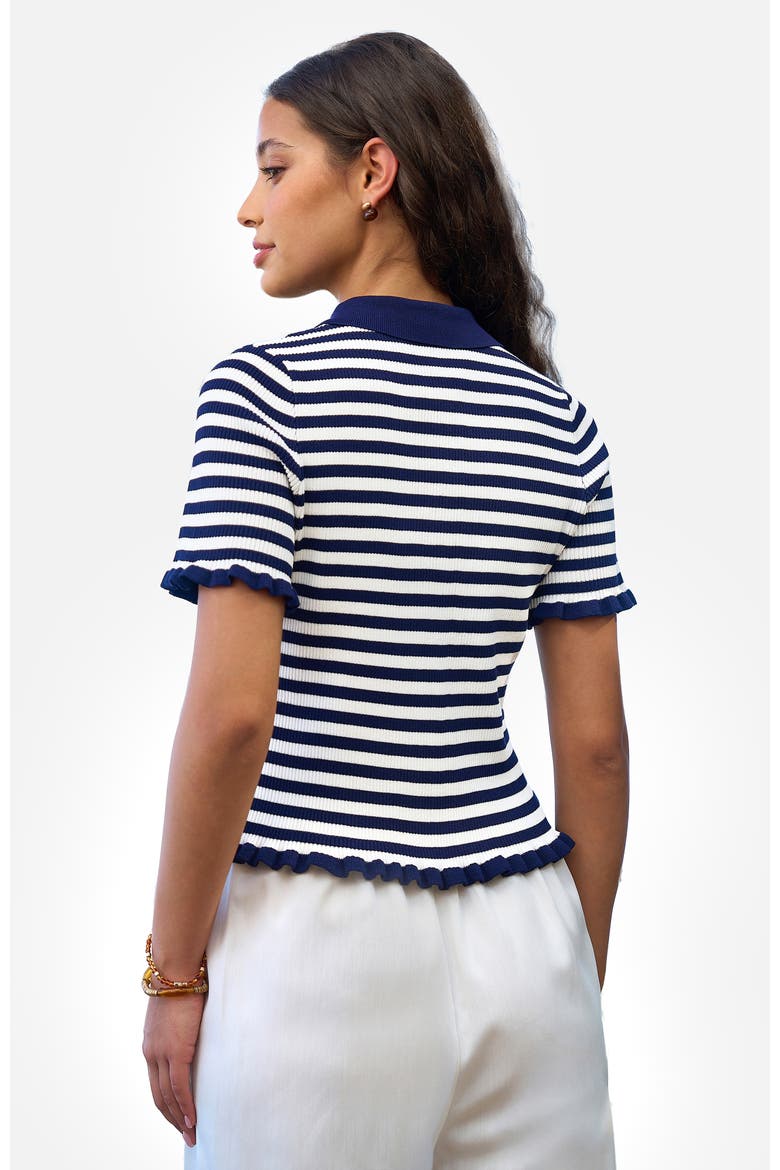 Nautical Striped Knitted Top, Alternate, color, Navy