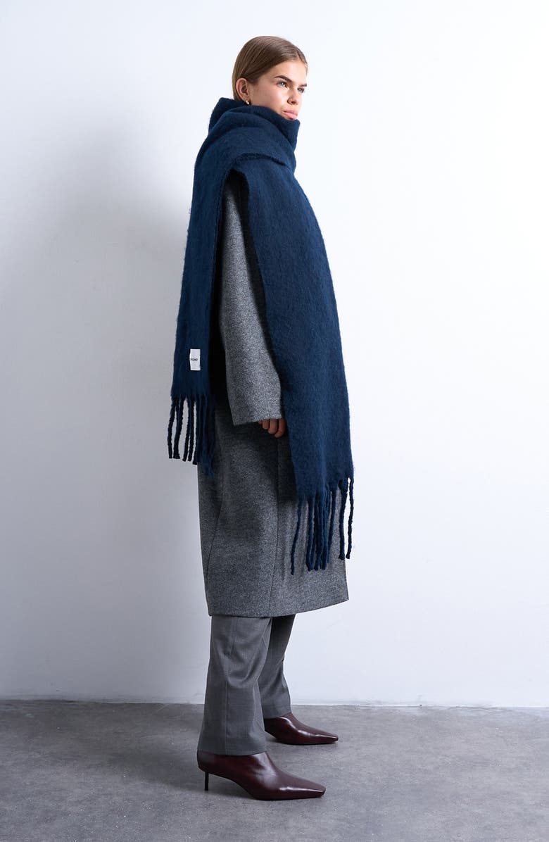 Topshop Sydney Blanket Scarf, Main, color, Navy