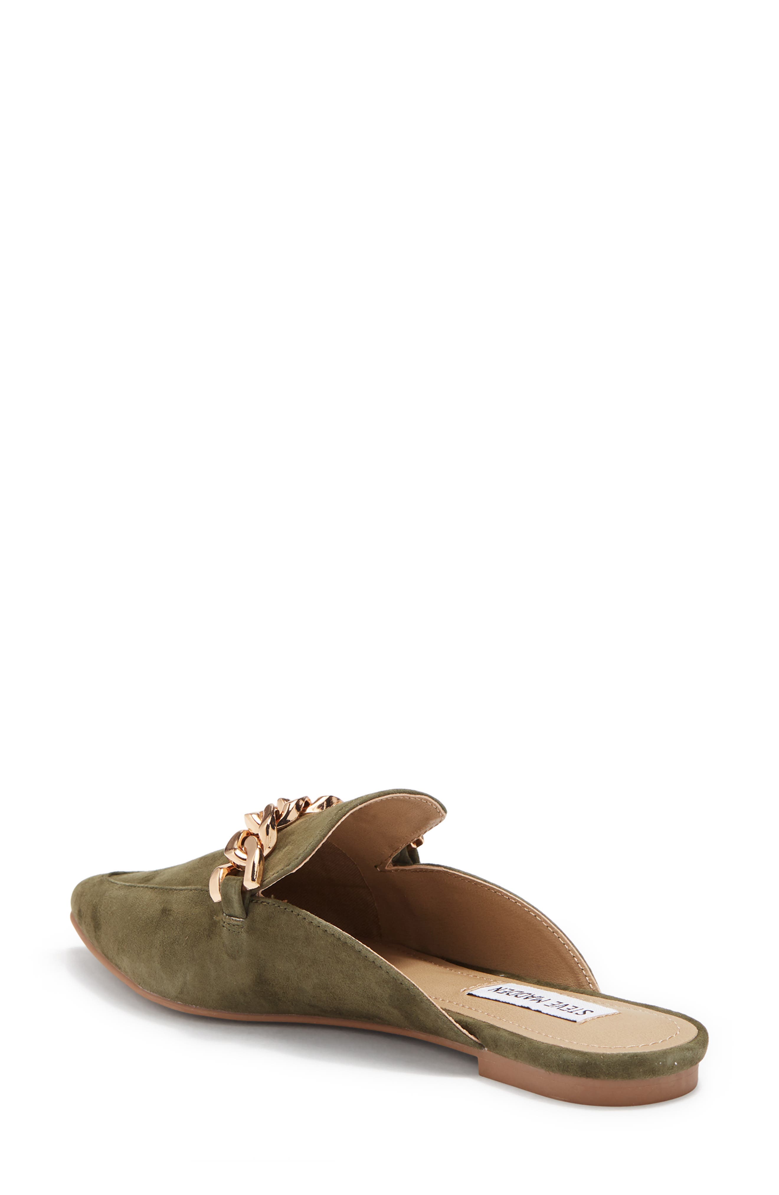 Pointy Toe Chain Mule, Alternate, color, GREEN SUEDE