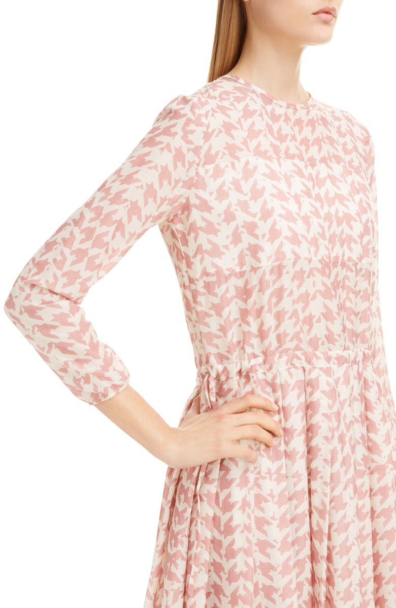 Sara Lanzi Pleated Houndstooth Midi Dress, Alternate, color, 