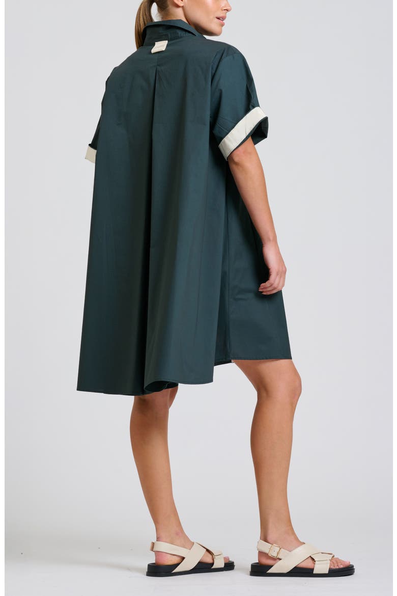 Grossgrain Ribbon Cotton Trapeze Shirtdress, Alternate, color, SLATE