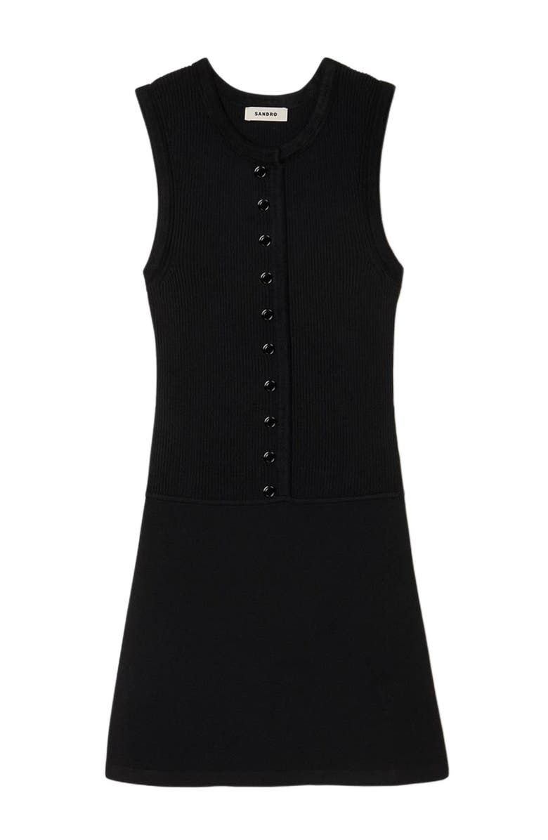 SANDRO Short ribbed knit dress, Alternate, color, Black