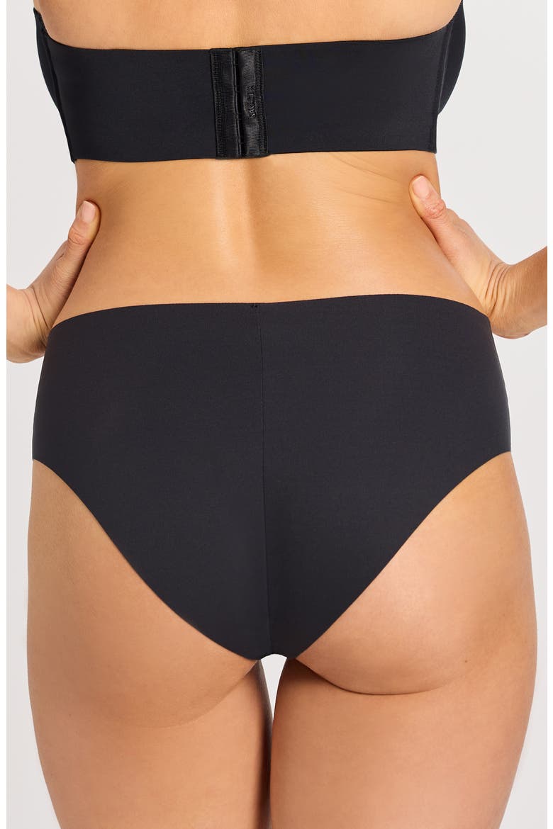 Microfiber No-Show Hipster Briefs, Alternate, color, BLACK CAVIAR
