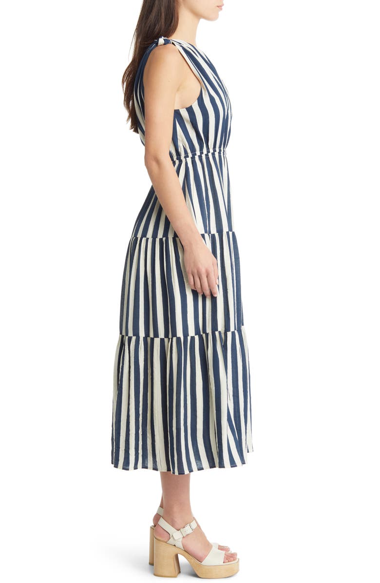 MOON RIVER Stripe One-Shoulder Cutout Midi Dress, Alternate, color, 