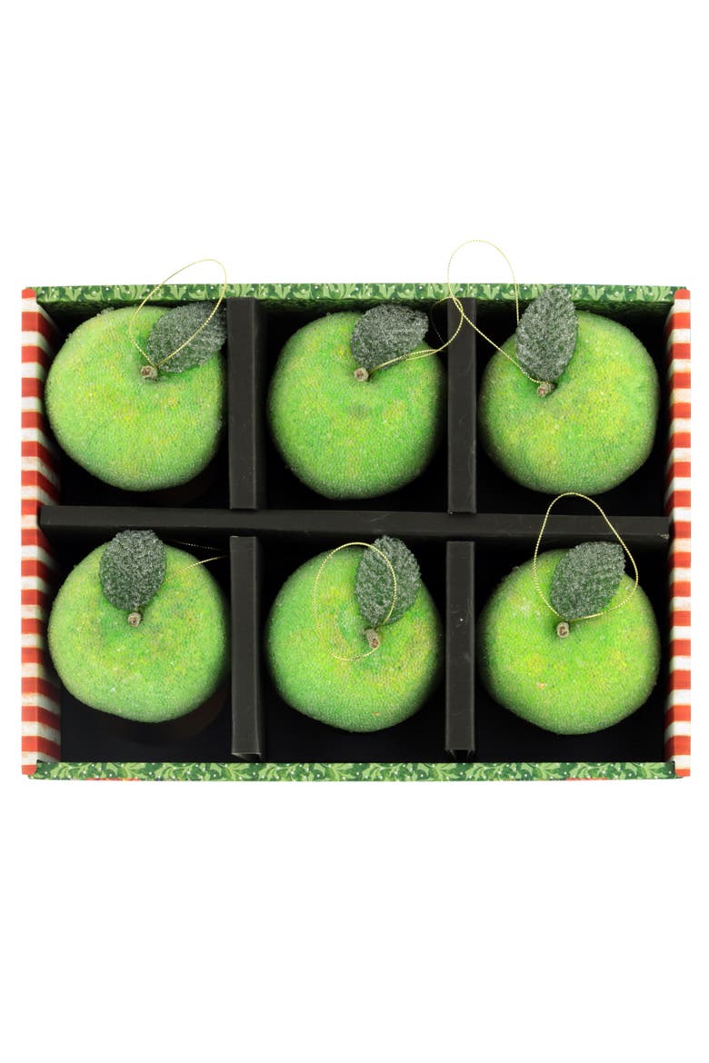 Frosted Green Apple Ornament , Box of 6, Alternate, color, Green