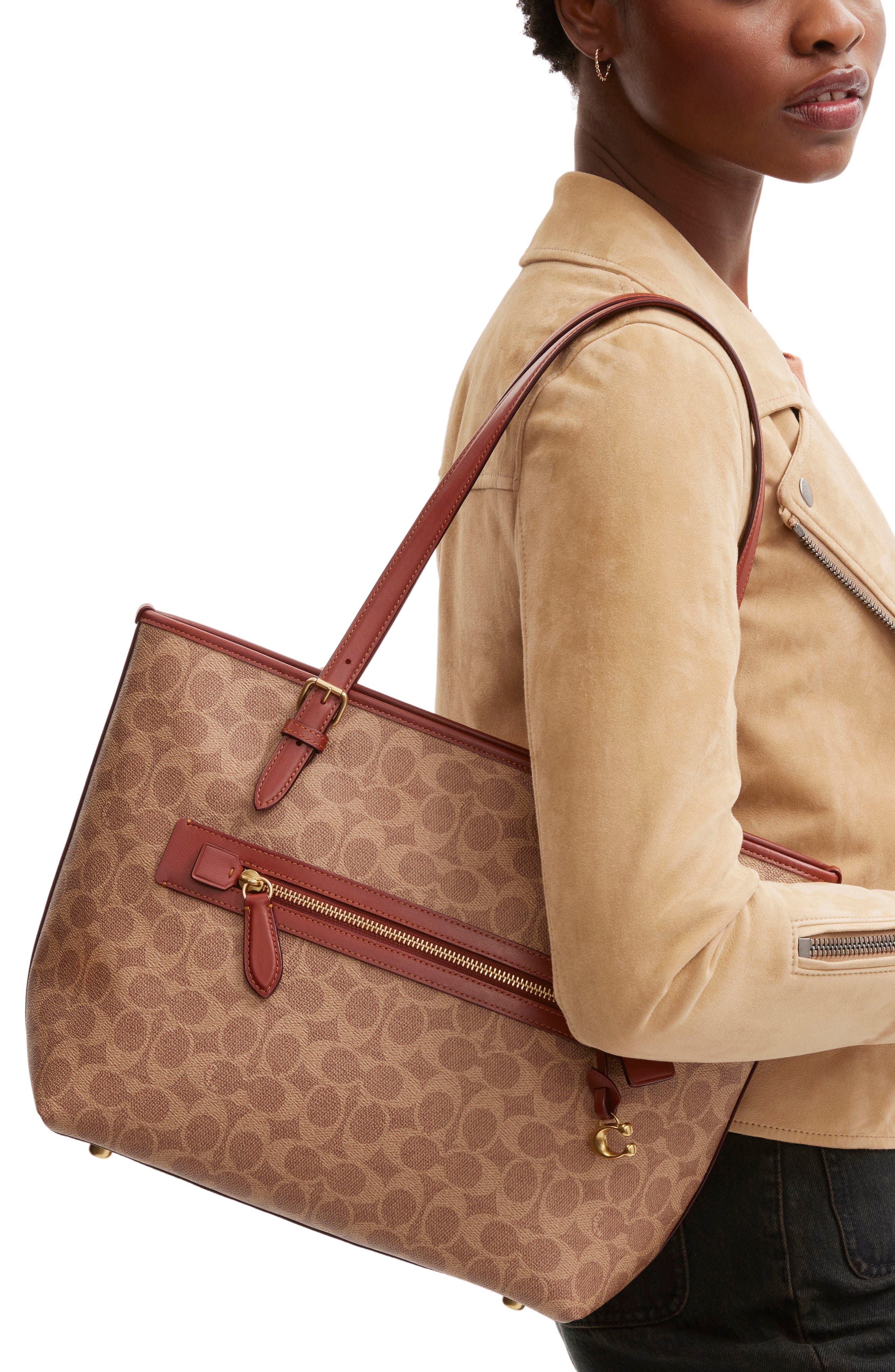 COACH Taylor Signature Coated Canvas Tote, Alternate, color, 