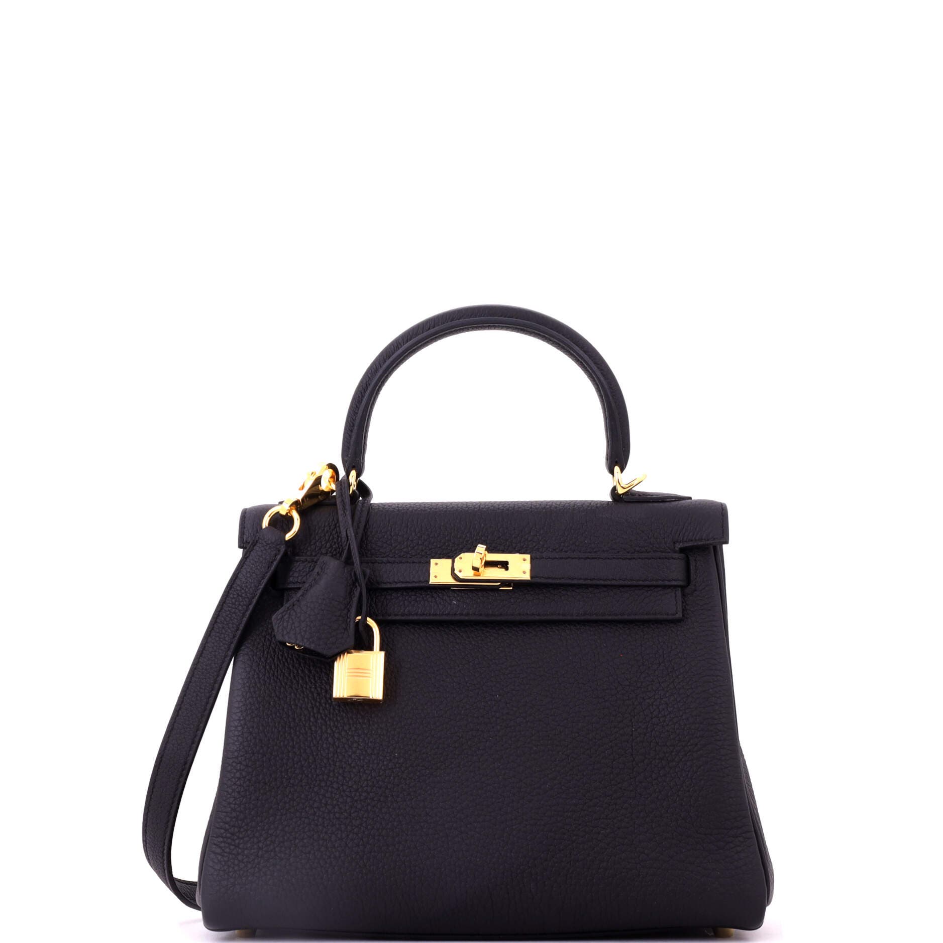 Kelly Handbag Black Togo with Gold Hardware 25, Main, color, Black