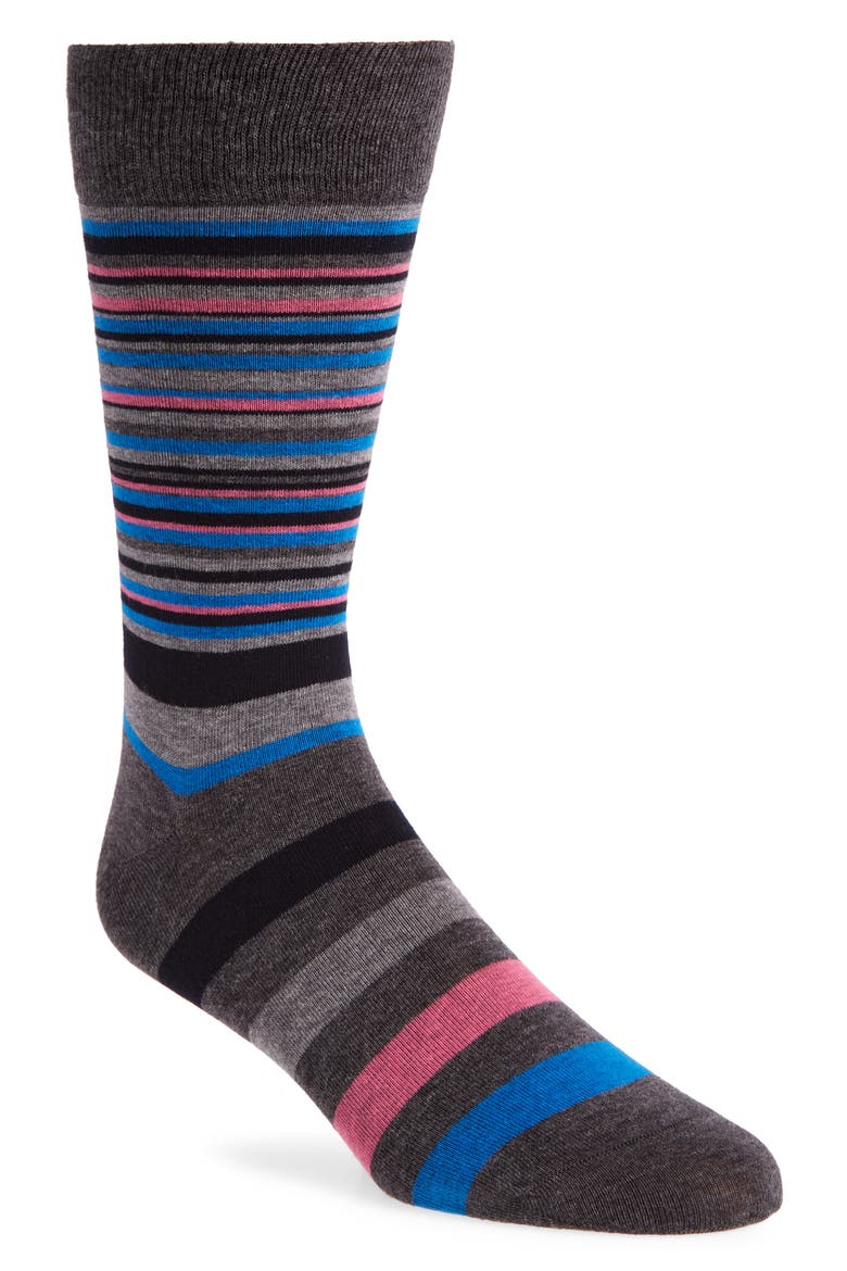 Town Stripe Crew Socks, Main, color, DARK GREY HEATHER