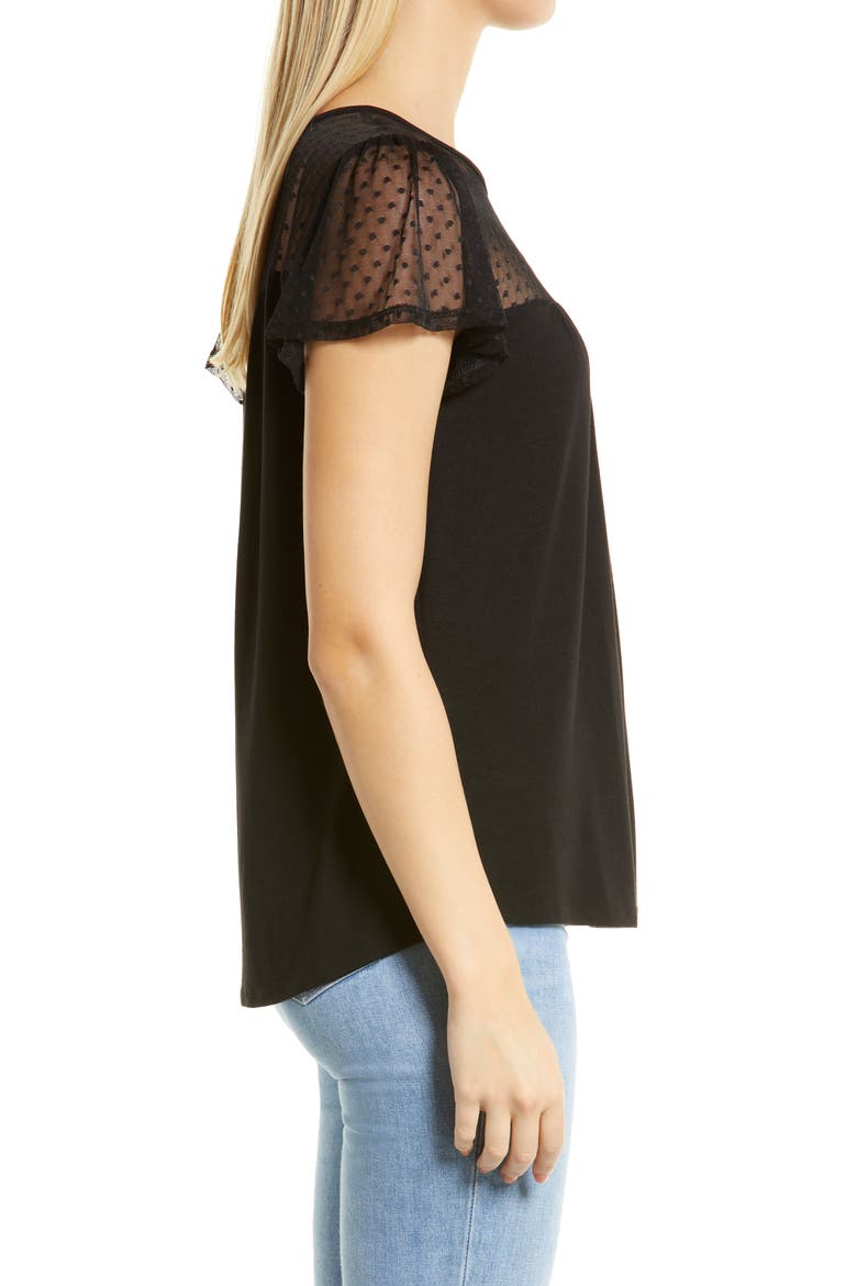 Mesh Dot Shirt, Alternate, color, BLACK