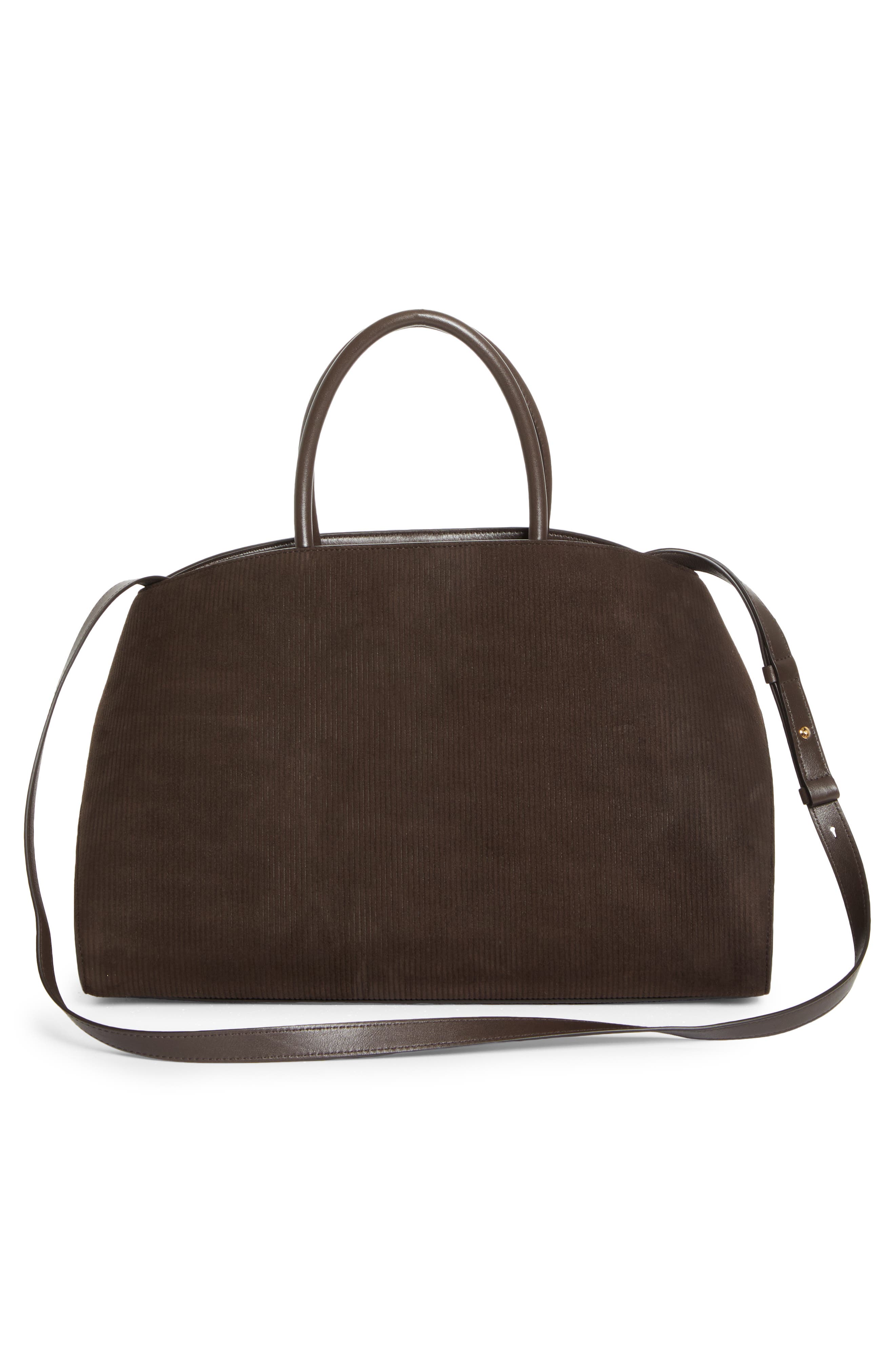 FERRAGAMO Medium Hug Suede Top Handle Bag, Alternate, color, Testa Di Moro