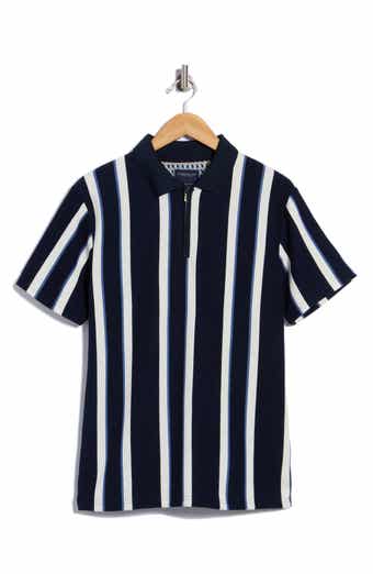 Vertical Stripe Short Sleeve Zip Polo