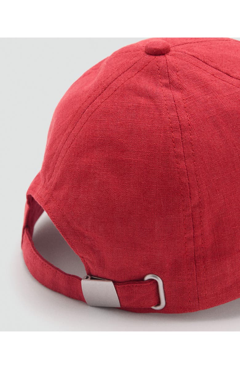 MANGO Embroidered Cotton & Linen Baseball Cap, Alternate, color, Red