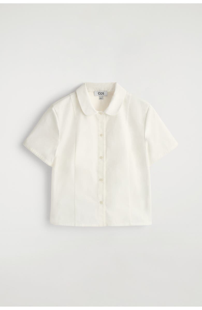 COS Curved-Collar Cotton Poplin Shirt, Alternate, color, White