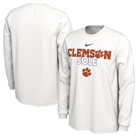 White Clemson Tigers 2023 On Court Bench Long Sleeve T-Shirt
