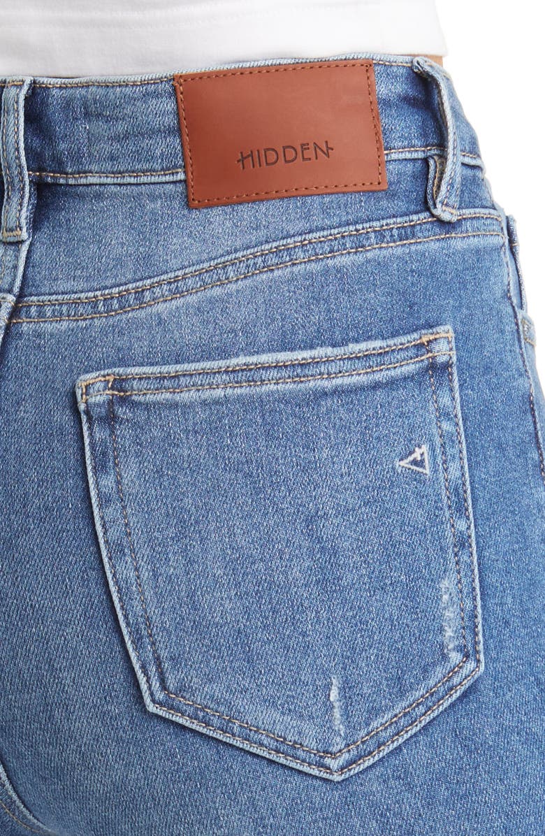 HIDDEN JEANS High Waist Slit Hem Flare Jeans, Alternate, color, 