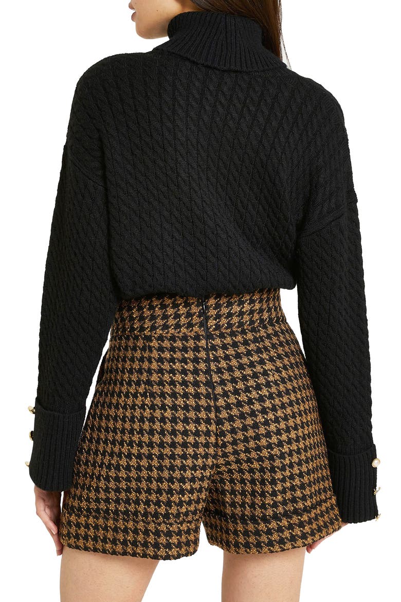 Herringbone Bouclé Shorts, Alternate, color, DARK BROWN