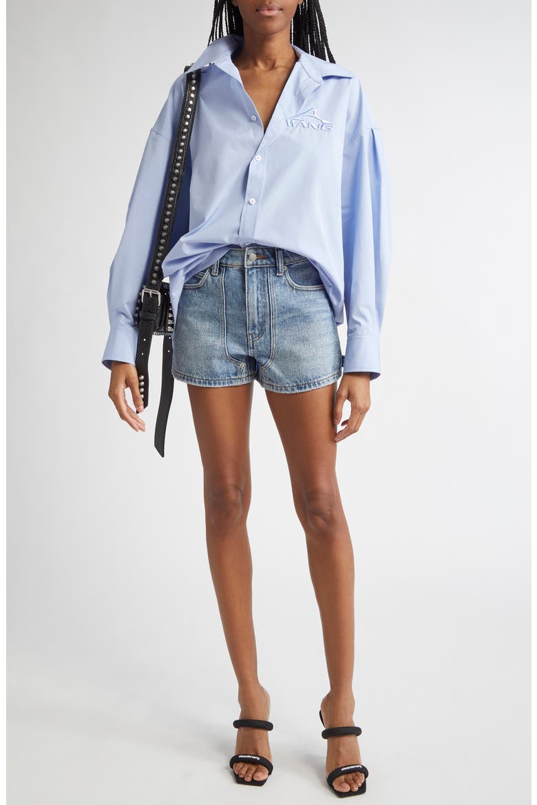 High Waist Denim Carpenter Shorts, Alternate, color, CLASSIC WORN INDIGO