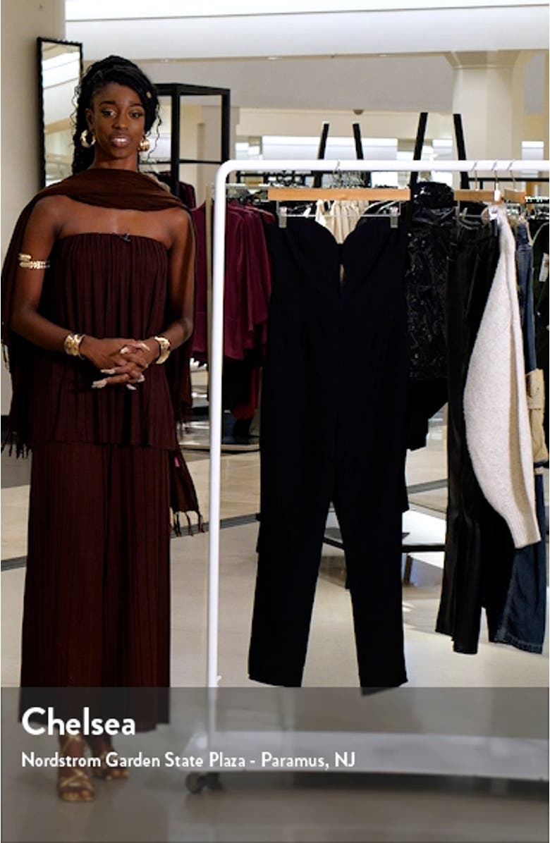 Eleni Strapless Plunge Neck Jumpsuit, sales video thumbnail