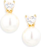 ARGENTO VIVO Addison Heart Cubic Zirconia & Imitation Pearl Stud Earrings