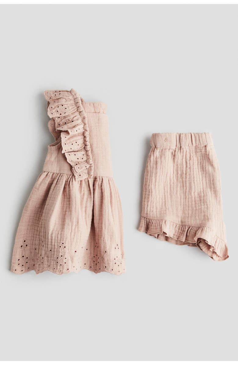 H&M 2-piece cotton muslin set, Alternate, color, Beige