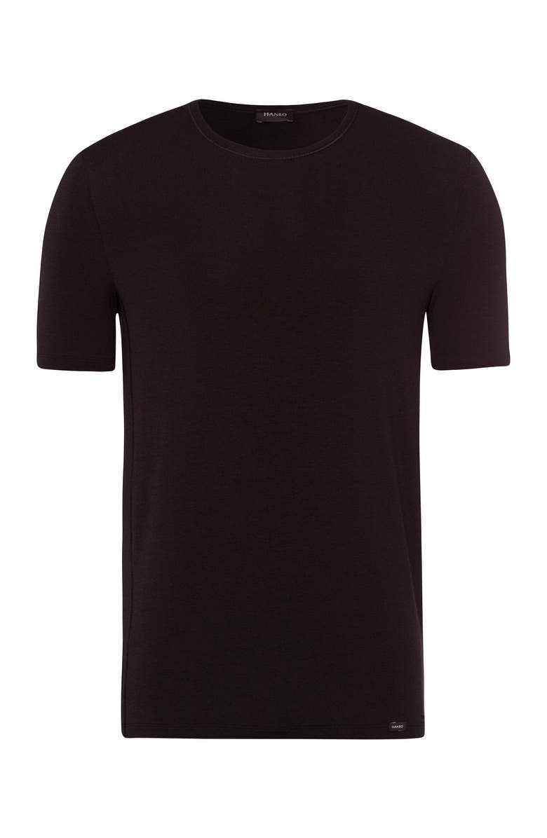 Hanro Natural Function TENCEL<sup>™</sup> and Cotton Fitted Crew Neck T-Shirt, Main, color, Deep Black