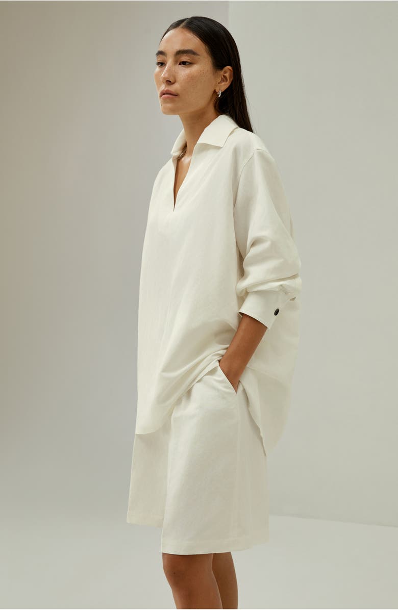 Lilysilk Oversized Silk-Linen Blend Shirt, Alternate, color, Natural White