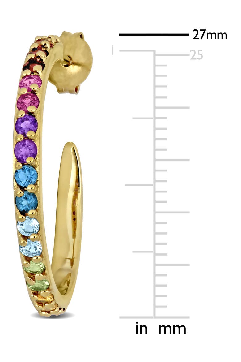 Rainbow Semiprecious Stone Hoop Earrings, Alternate, color, BLUE MULTI