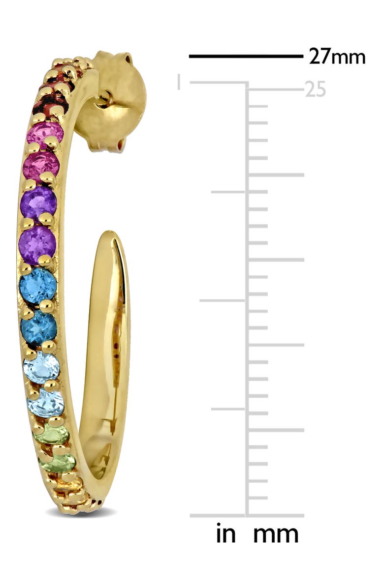 DELMAR Rainbow Semiprecious Stone Hoop Earrings, Alternate, color, Blue Multi