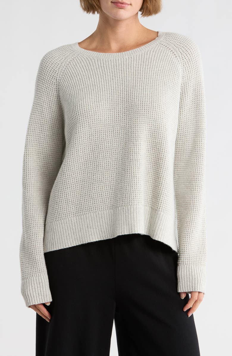 Eileen Fisher Crewneck Organic Cotton & Recycled Cashmere Sweater, Main, color, Sea Salt