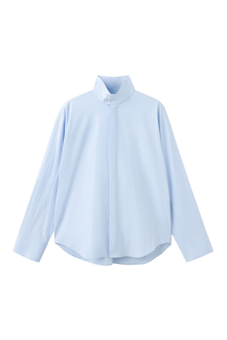 Oversize Stand Collar Woven Shirt, Alternate, color, BLUE