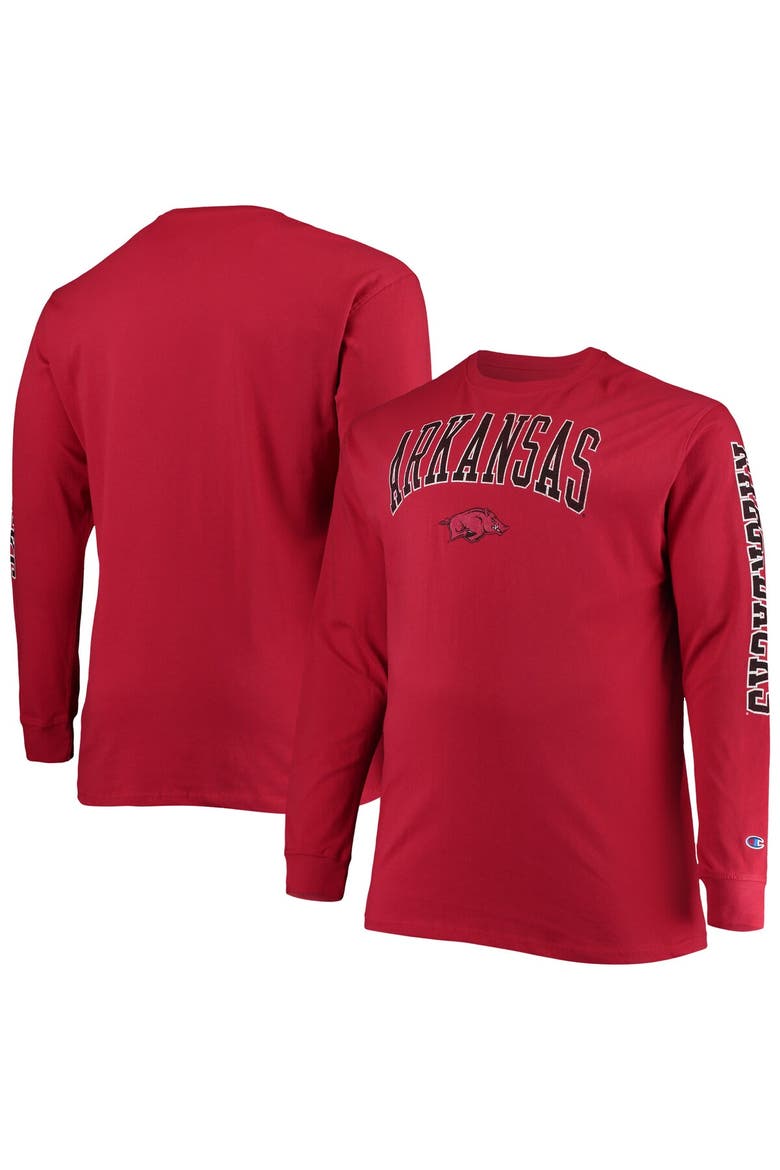 Men's Champion Cardinal Arkansas Razorbacks Big & Tall 2-Hit Long Sleeve T-Shirt, Main, color, Cardinal