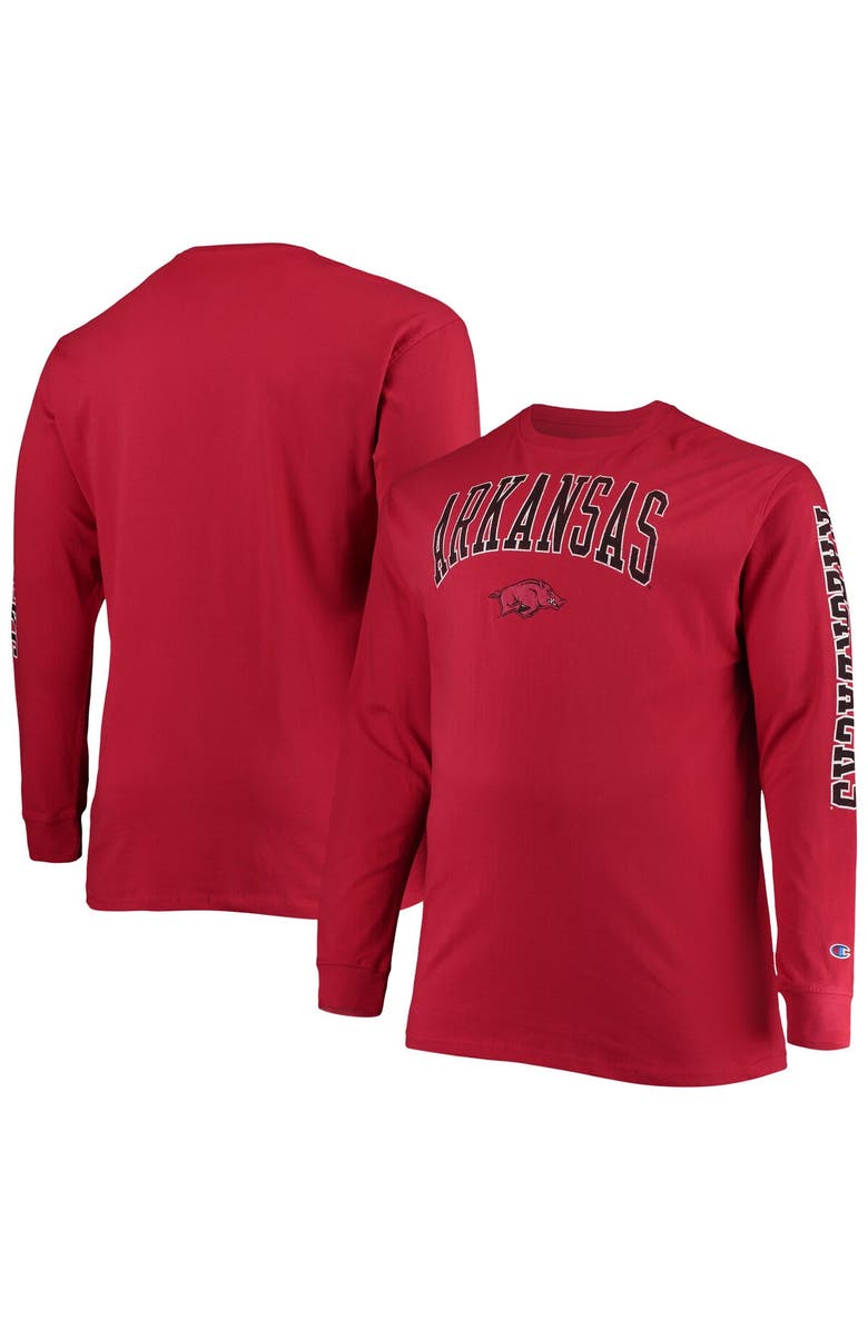 Champion Men's Champion Cardinal Arkansas Razorbacks Big & Tall 2-Hit Long Sleeve T-Shirt, Main, color, Cardinal