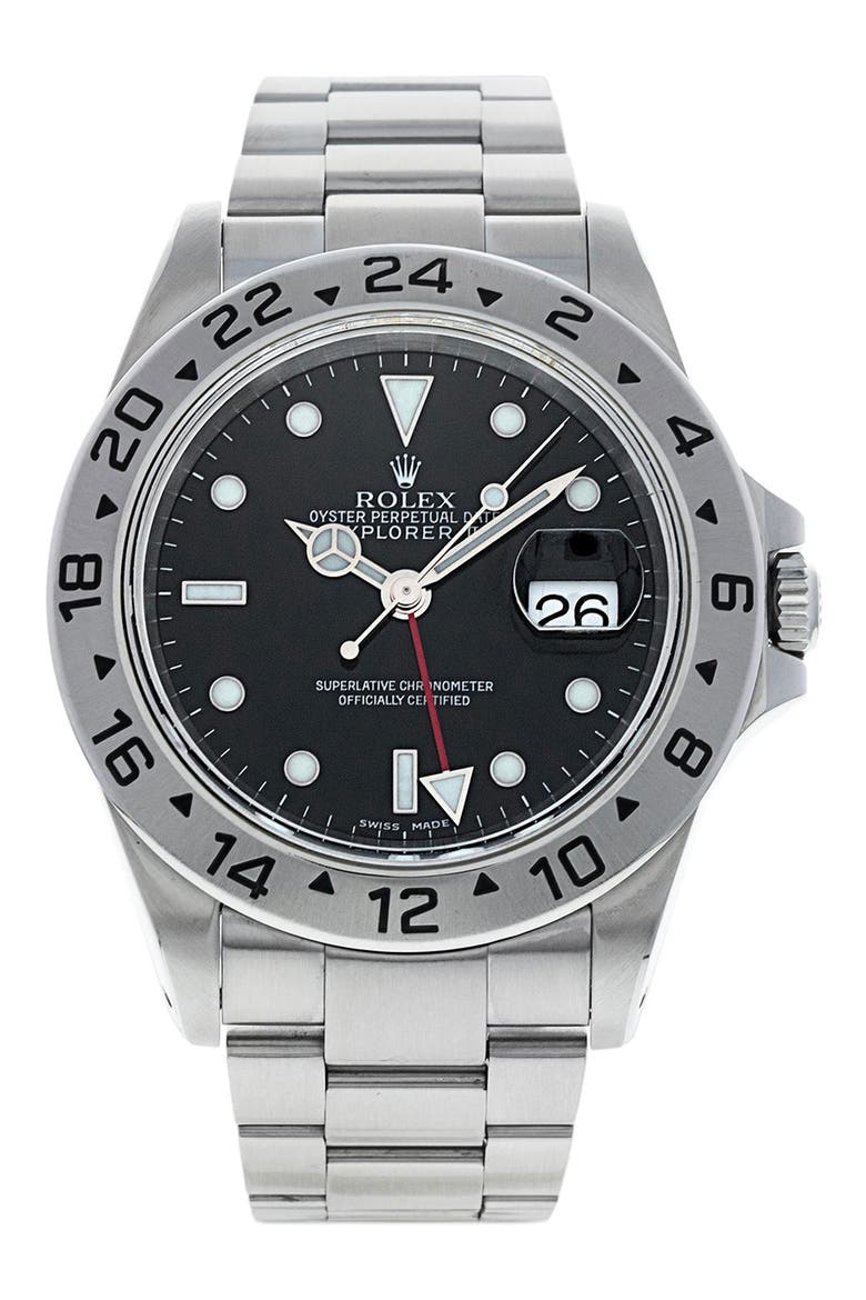Rolex Preowned 2002 Explorer II Automatic Bracelet Watch, 40mm, Main, color, SILVER/ BLACK