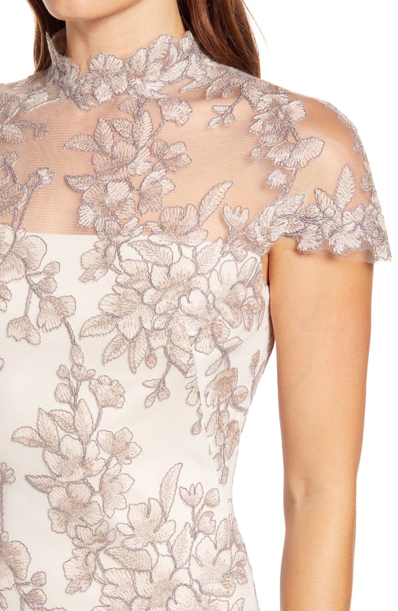 Tadashi Shoji Floral Lace Mock Neck Dress, Alternate, color, 