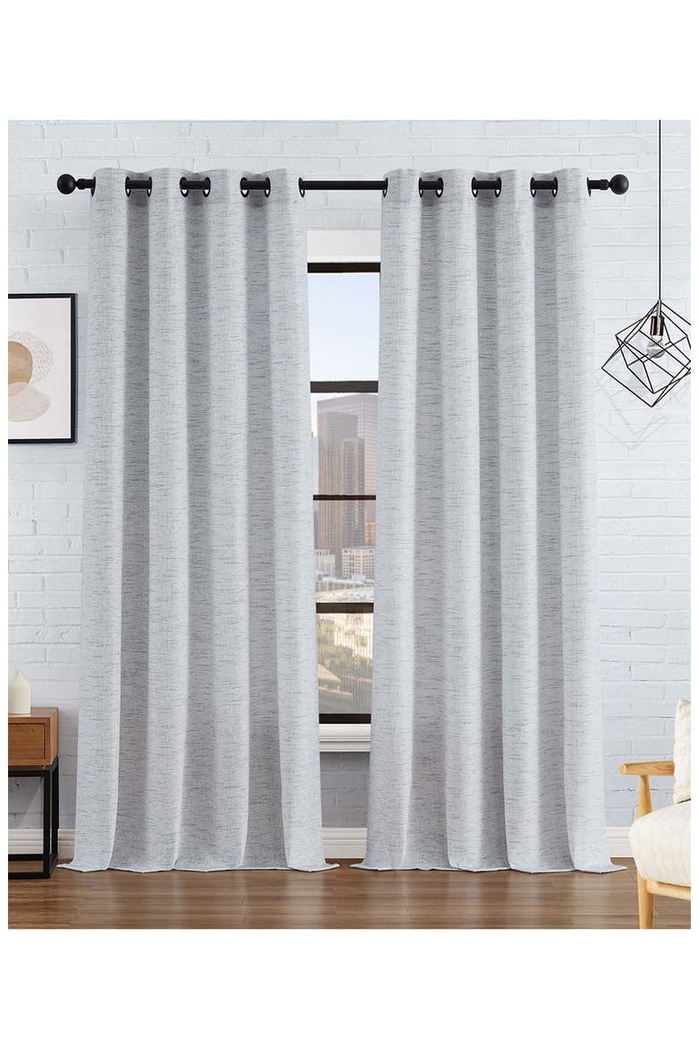 Sierra Textured Set of 2 Curtain Panels, Alternate, color, DENIM