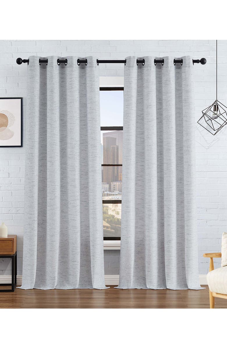 Lucky Brand Sierra Textured Set of 2 Curtain Panels, Alternate, color, Denim