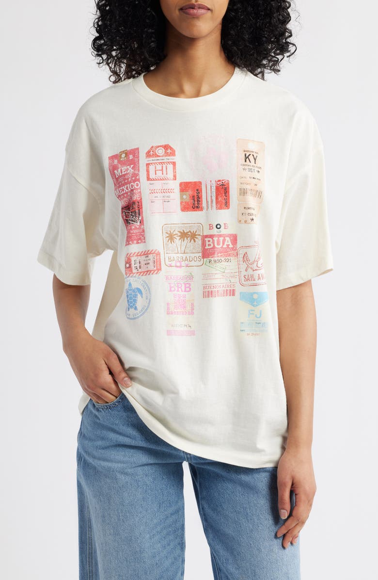 GOLDEN HOUR Tropical Island Luggage Tag Graphic T-Shirt, Main, color, 