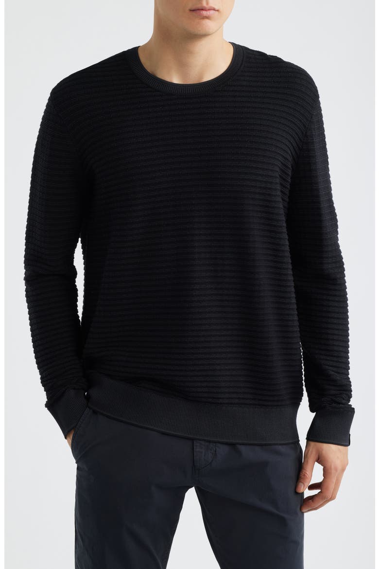 Harvey Stripe Cotton Blend Sweater, Main, color, BLACK