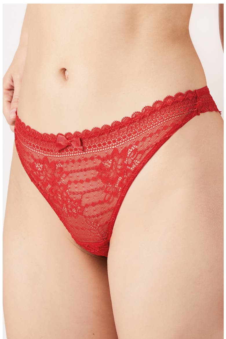 Panama Lace Thong, Alternate, color, RED