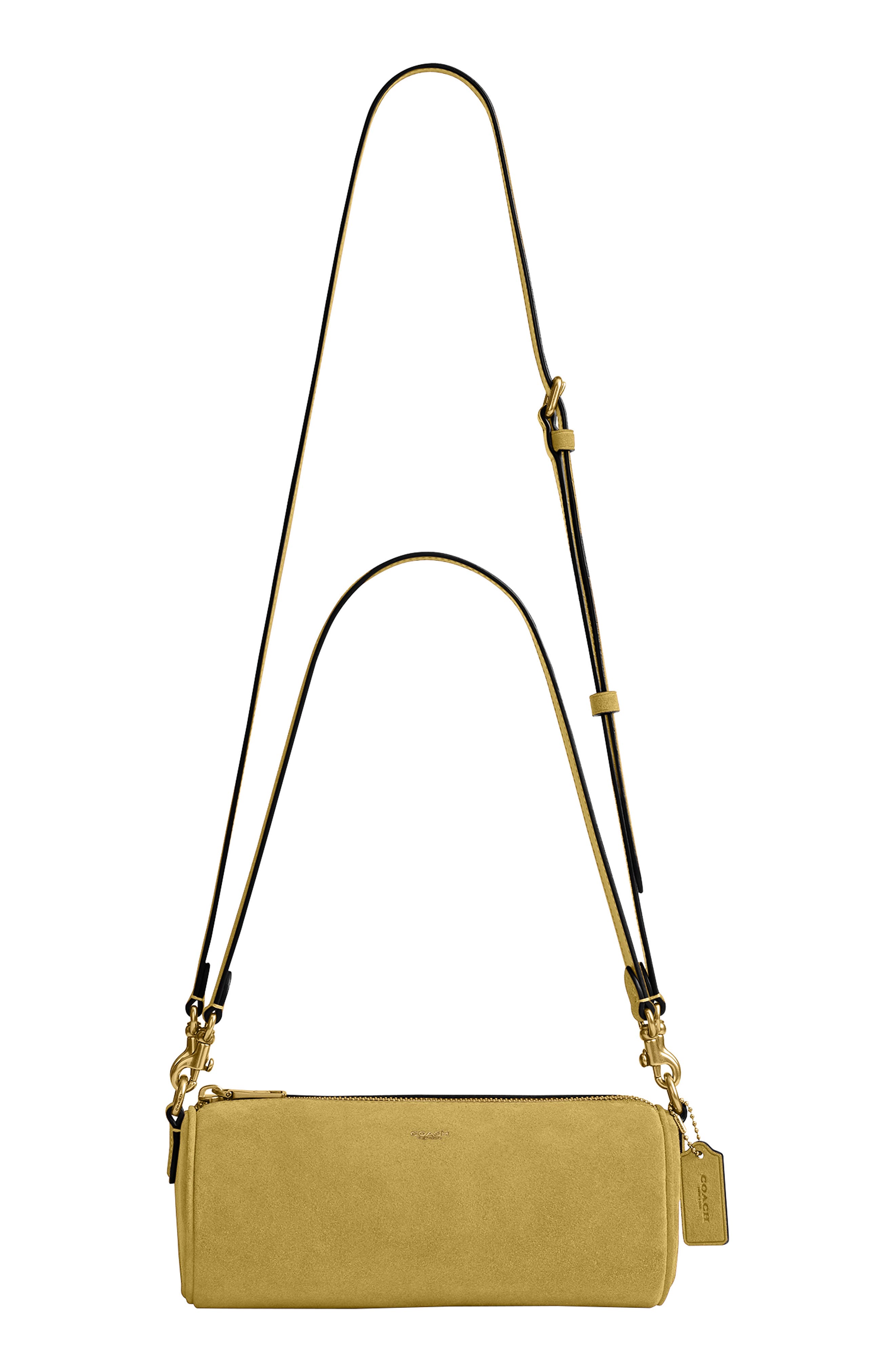 Suede Barrel Bag, Alternate, color, LIGHT CITRON