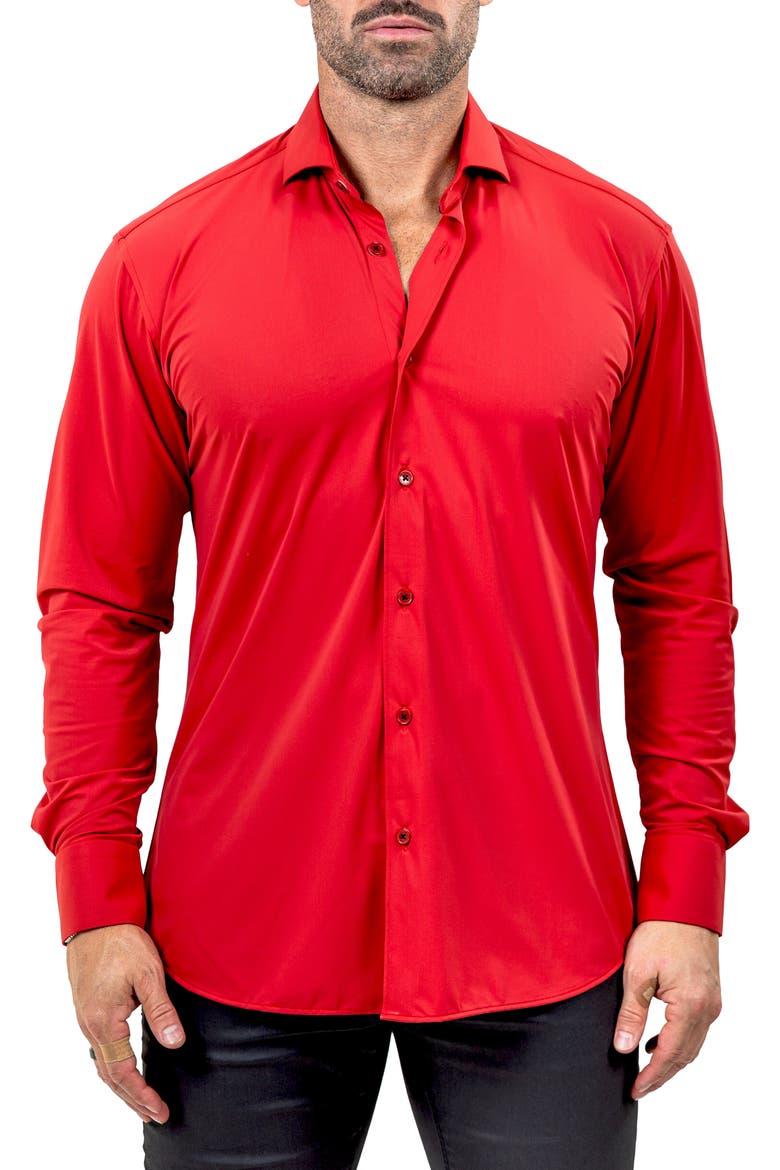 Eins Marthy Contemporary Fit Button-Up Shirt, Main, color, RED